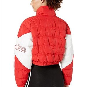 adidas red crop jacket